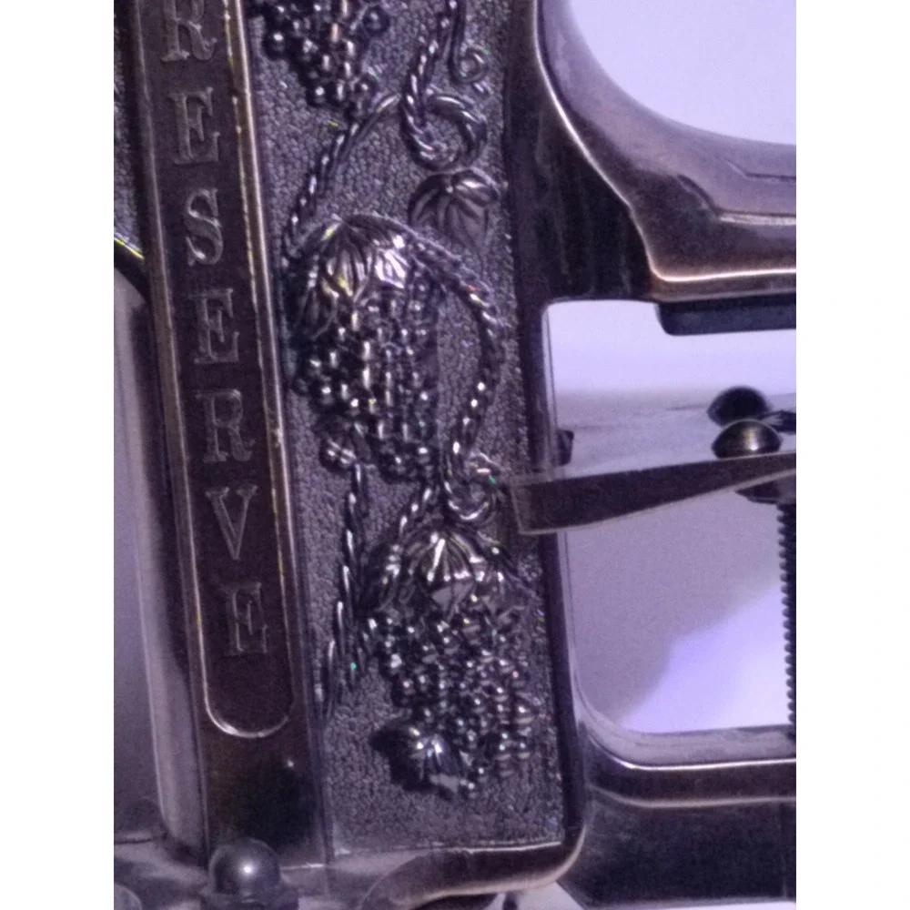 Vintners Reserve Wine Bottle Opener Antique Embossed Grape Bar Clamp Lever